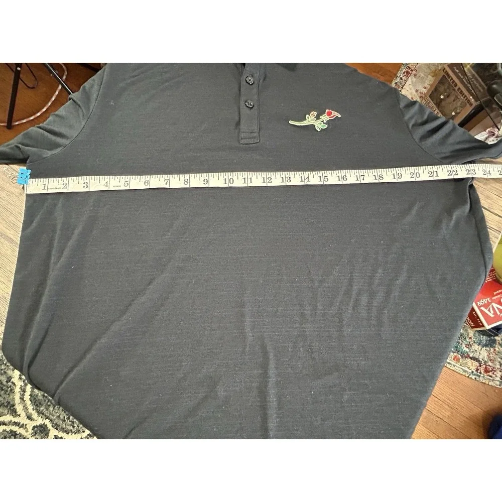 Travis Mathew Golf Polo Shirt Size XL Black Embroidered Rose‎